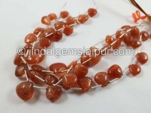 Sunstone Smooth Heart Beads